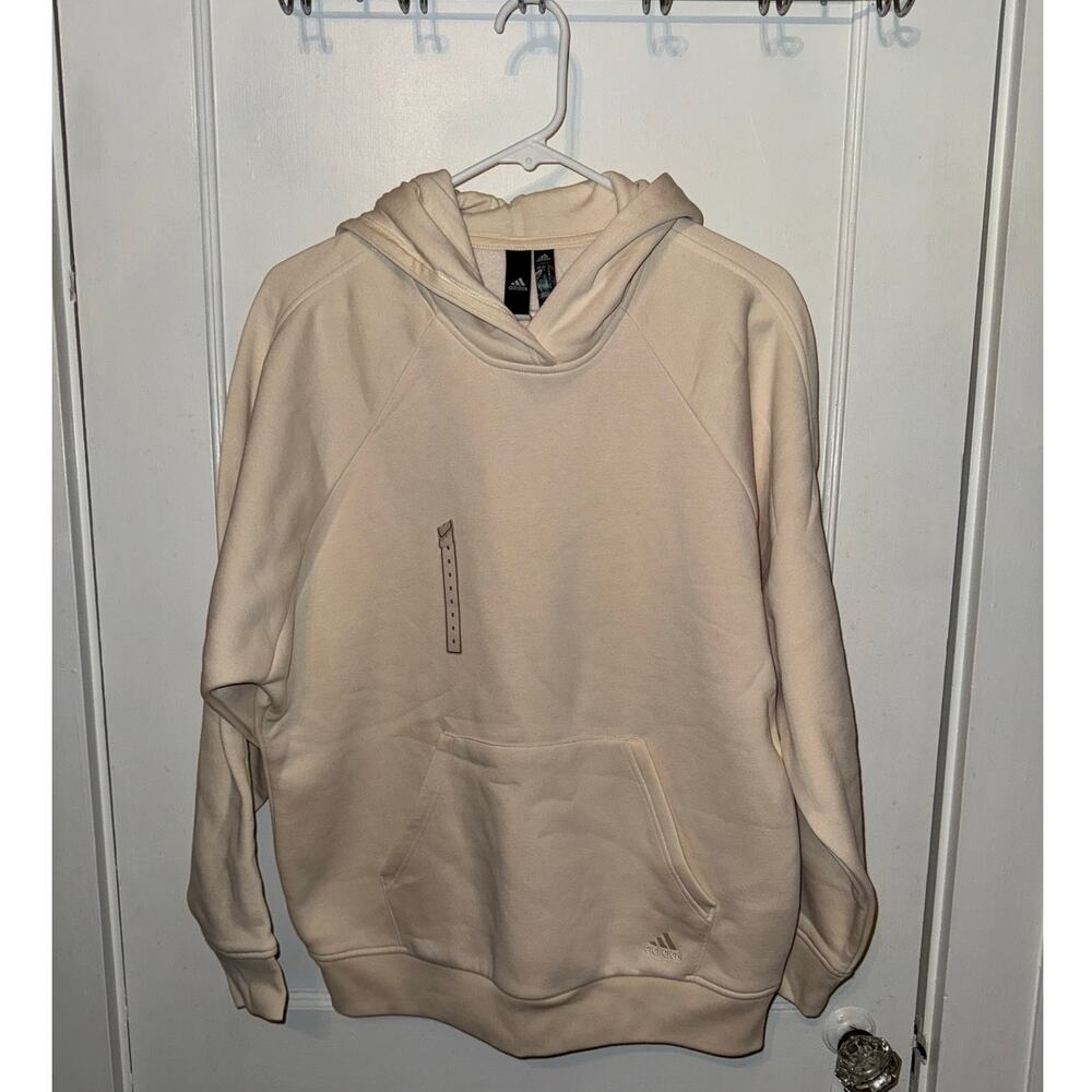 New Adidas Women's All Season Fleece Hooded Sweatshirt Cream size S